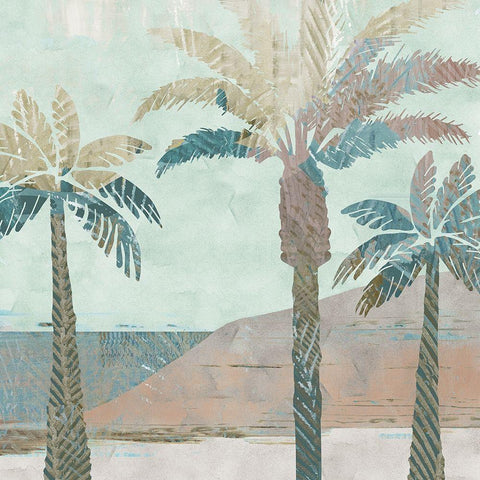 Retro Palms III Black Ornate Wood Framed Art Print with Double Matting by Kouta, Flora
