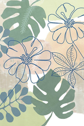 Tropical Flower Power I White Modern Wood Framed Art Print with Double Matting by Kouta, Flora