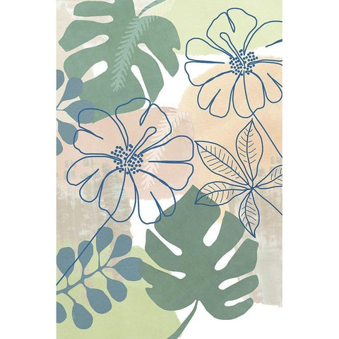 Tropical Flower Power I Black Modern Wood Framed Art Print with Double Matting by Kouta, Flora