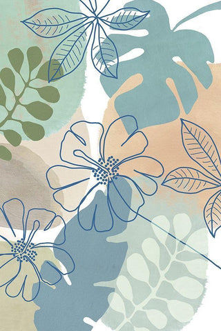 Tropical Flower Power II White Modern Wood Framed Art Print with Double Matting by Kouta, Flora