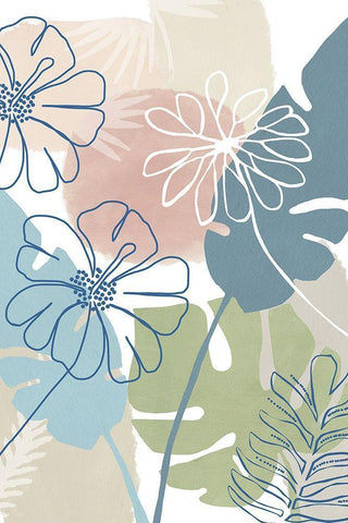 Tropical Flower Power III White Modern Wood Framed Art Print with Double Matting by Kouta, Flora