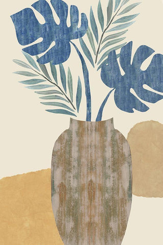 Indigo Yellow Still Life I Black Ornate Wood Framed Art Print with Double Matting by Kouta, Flora