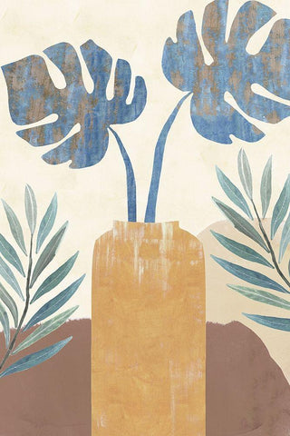 Indigo Yellow Still Life II White Modern Wood Framed Art Print with Double Matting by Kouta, Flora