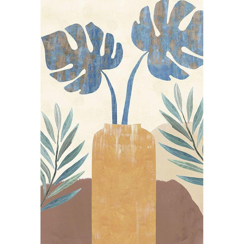 Indigo Yellow Still Life II Black Modern Wood Framed Art Print by Kouta, Flora