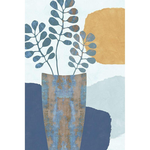 Indigo Yellow Still Life III White Modern Wood Framed Art Print by Kouta, Flora