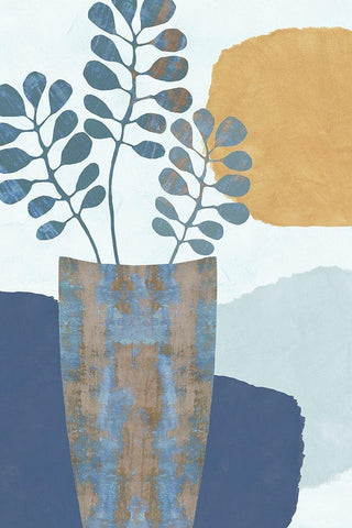 Indigo Yellow Still Life III White Modern Wood Framed Art Print with Double Matting by Kouta, Flora