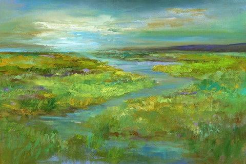 Wetlands in Spring Black Ornate Wood Framed Art Print with Double Matting by Finch, Sheila