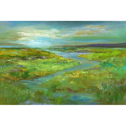 Wetlands in Spring Black Modern Wood Framed Art Print by Finch, Sheila