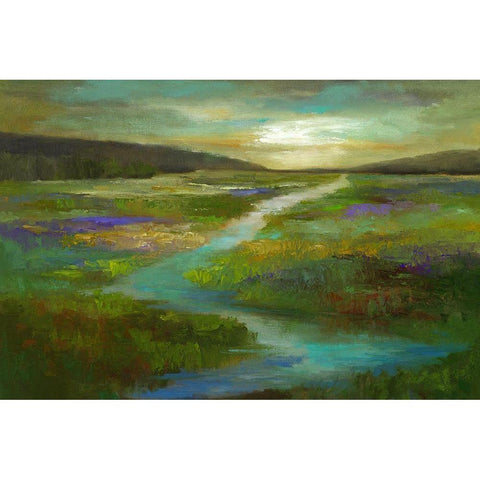Wetlands in Autumn Black Modern Wood Framed Art Print by Finch, Sheila