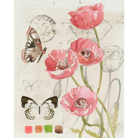 Field Notes Florals I White Modern Wood Framed Art Print by Parker, Jennifer Paxton