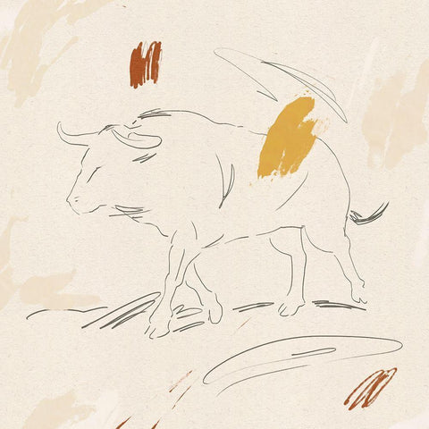 Big Bull II White Modern Wood Framed Art Print with Double Matting by Green, Jacob