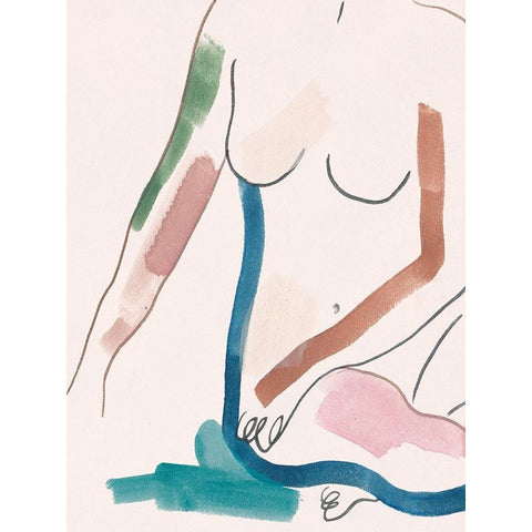 Seated Female Figure IV White Modern Wood Framed Art Print by Wang, Melissa