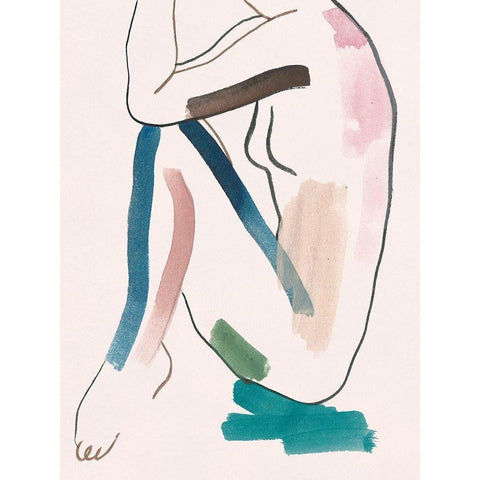 Seated Female Figure VI White Modern Wood Framed Art Print by Wang, Melissa