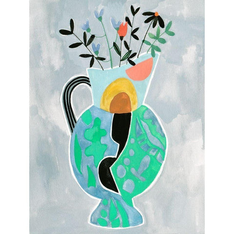 Collage Vase II White Modern Wood Framed Art Print by Wang, Melissa