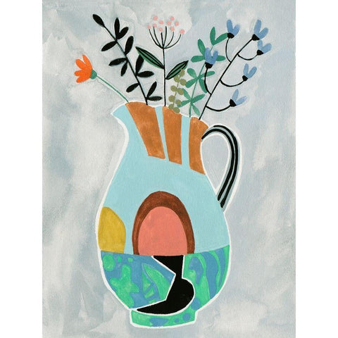 Collage Vase III Black Modern Wood Framed Art Print with Double Matting by Wang, Melissa