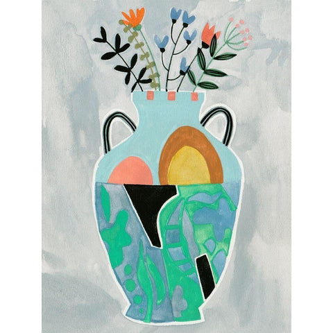 Collage Vase IV White Modern Wood Framed Art Print by Wang, Melissa