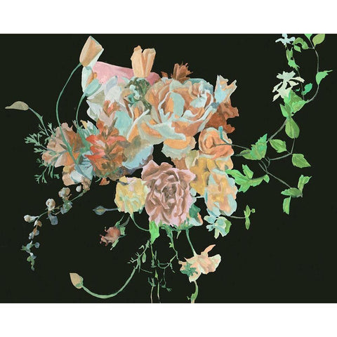 Blooming in the Dark II Black Modern Wood Framed Art Print with Double Matting by Wang, Melissa