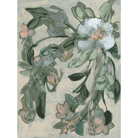 Cascading Bouquet II White Modern Wood Framed Art Print by Goldberger, Jennifer