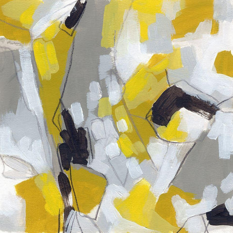 Citron Confetti I White Modern Wood Framed Art Print with Double Matting by Vess, June Erica