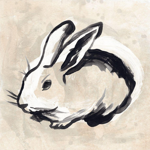 Antique Rabbit II Black Modern Wood Framed Art Print by Vess, June Erica