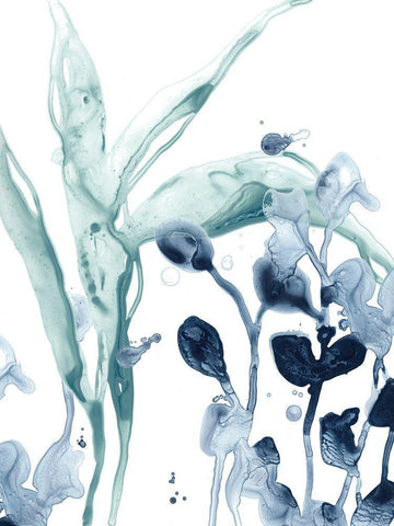 Blue Kelp I White Modern Wood Framed Art Print with Double Matting by Vess, June Erica