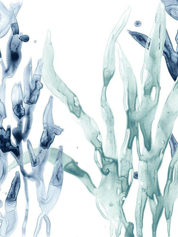 Blue Kelp II White Modern Wood Framed Art Print with Double Matting by Vess, June Erica