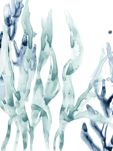 Blue Kelp III White Modern Wood Framed Art Print with Double Matting by Vess, June Erica