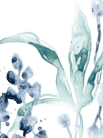 Blue Kelp IV White Modern Wood Framed Art Print with Double Matting by Vess, June Erica