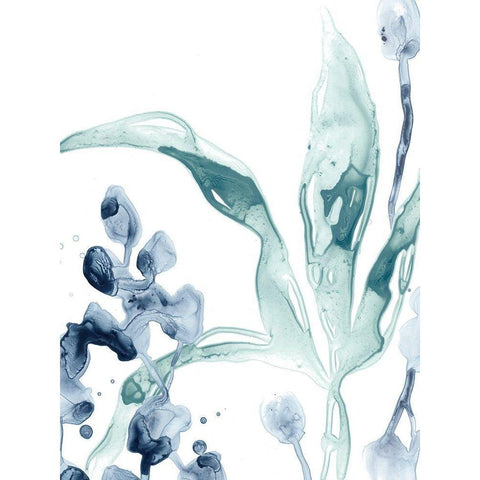 Blue Kelp IV Black Modern Wood Framed Art Print by Vess, June Erica