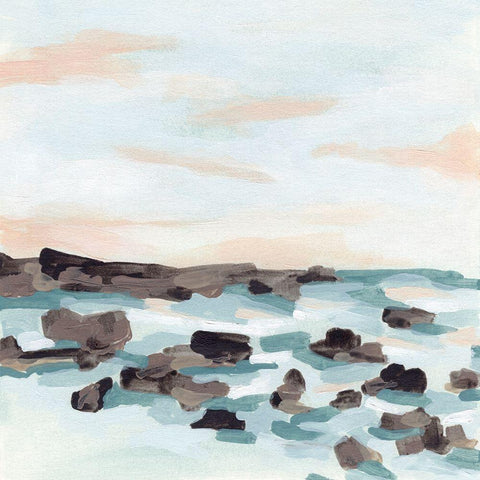 Coastal Shoals I White Modern Wood Framed Art Print with Double Matting by Vess, June Erica