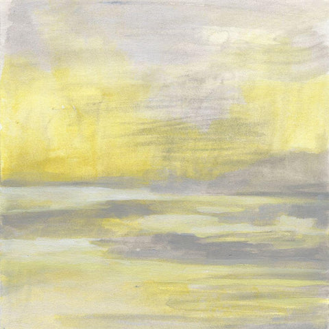 Citron Shore I White Modern Wood Framed Art Print with Double Matting by Vess, June Erica