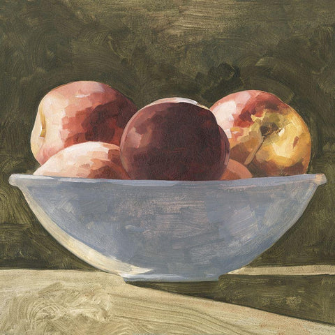 Bowl of Peaches II Black Modern Wood Framed Art Print with Double Matting by Caroline, Emma