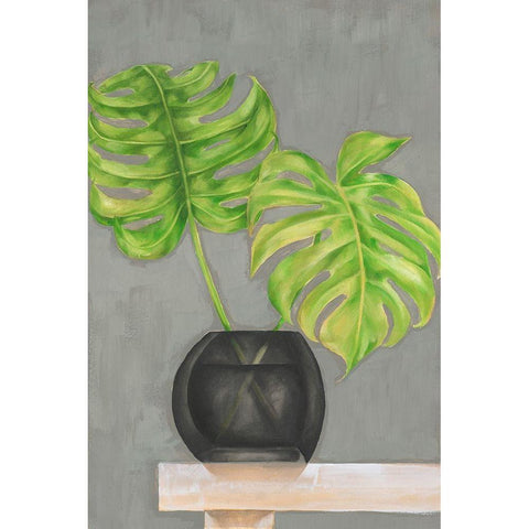 Frond in Vase I Black Modern Wood Framed Art Print with Double Matting by Goldberger, Jennifer