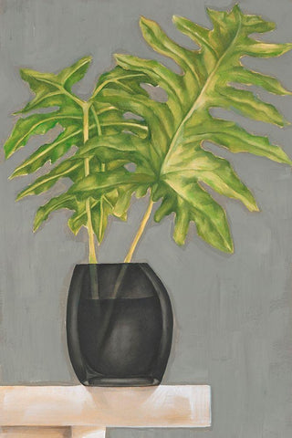 Frond in Vase II White Modern Wood Framed Art Print with Double Matting by Goldberger, Jennifer