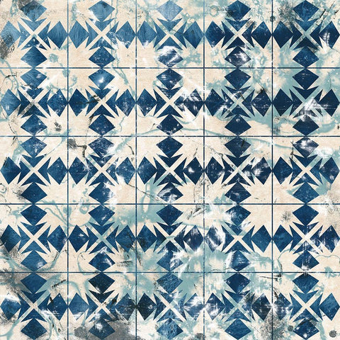 Tile-Dye VI Black Ornate Wood Framed Art Print with Double Matting by Vess, June Erica