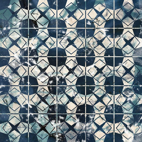 Tile-Dye IX Black Modern Wood Framed Art Print by Vess, June Erica