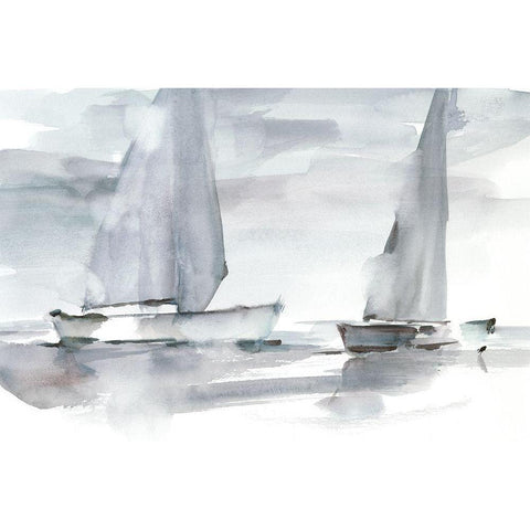 Misty Sails II Black Modern Wood Framed Art Print with Double Matting by Harper, Ethan