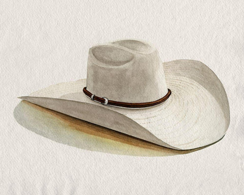 Cowboy Hat II White Modern Wood Framed Art Print with Double Matting by Popp, Grace