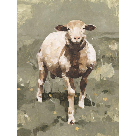 Spring Sheep II Gold Ornate Wood Framed Art Print with Double Matting by Caroline, Emma