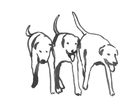 Dogs on a Jog I White Modern Wood Framed Art Print with Double Matting by Caroline, Emma