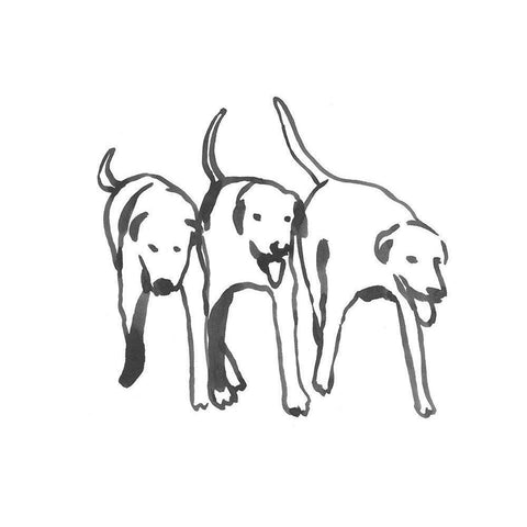 Dogs on a Jog I Black Modern Wood Framed Art Print by Caroline, Emma