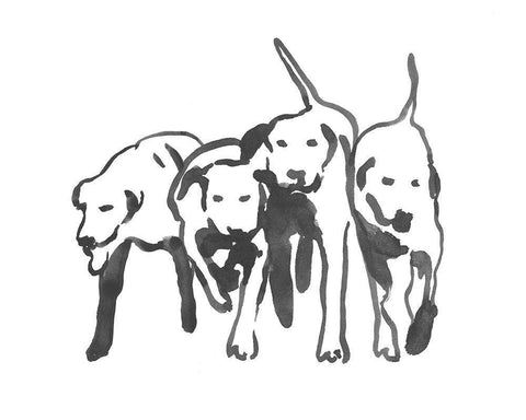 Dogs on a Jog II White Modern Wood Framed Art Print with Double Matting by Caroline, Emma