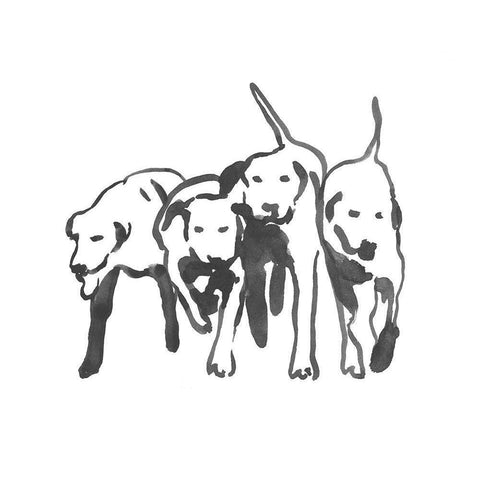 Dogs on a Jog II White Modern Wood Framed Art Print by Caroline, Emma