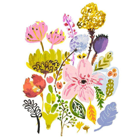 Modern Bouquet Stems I Black Modern Wood Framed Art Print with Double Matting by Fields, Karen