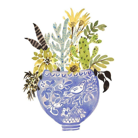 Painted Vase of Flowers I White Modern Wood Framed Art Print by Fields, Karen