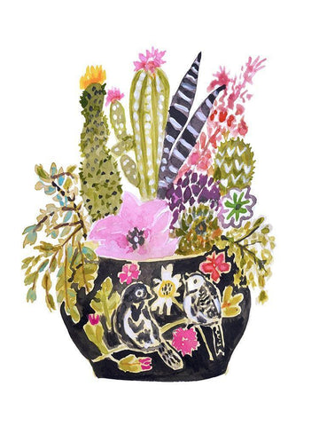 Painted Vase of Flowers III Black Ornate Wood Framed Art Print with Double Matting by Fields, Karen