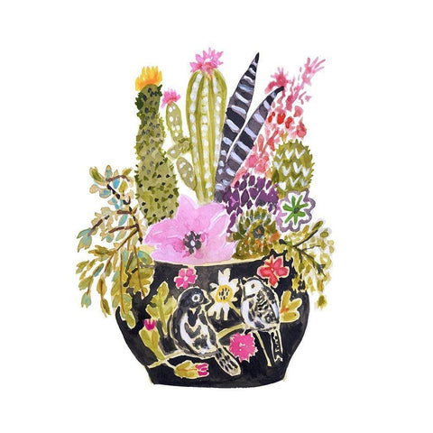 Painted Vase of Flowers III Black Modern Wood Framed Art Print with Double Matting by Fields, Karen