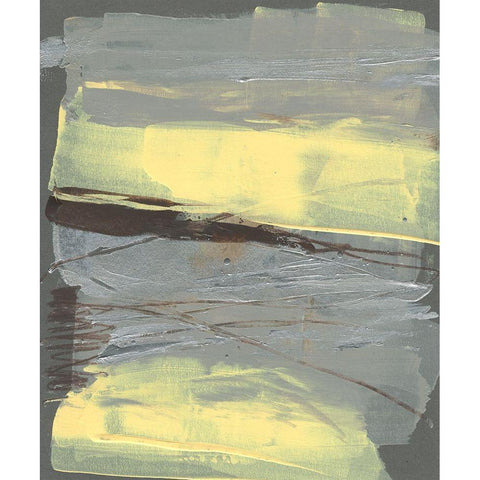 Lemon and Silver Swipe I Gold Ornate Wood Framed Art Print with Double Matting by Goldberger, Jennifer