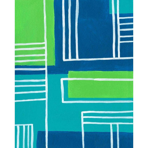 On the Line I White Modern Wood Framed Art Print by Moore, Regina