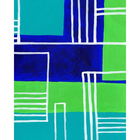 On the Line IV Black Modern Wood Framed Art Print with Double Matting by Moore, Regina